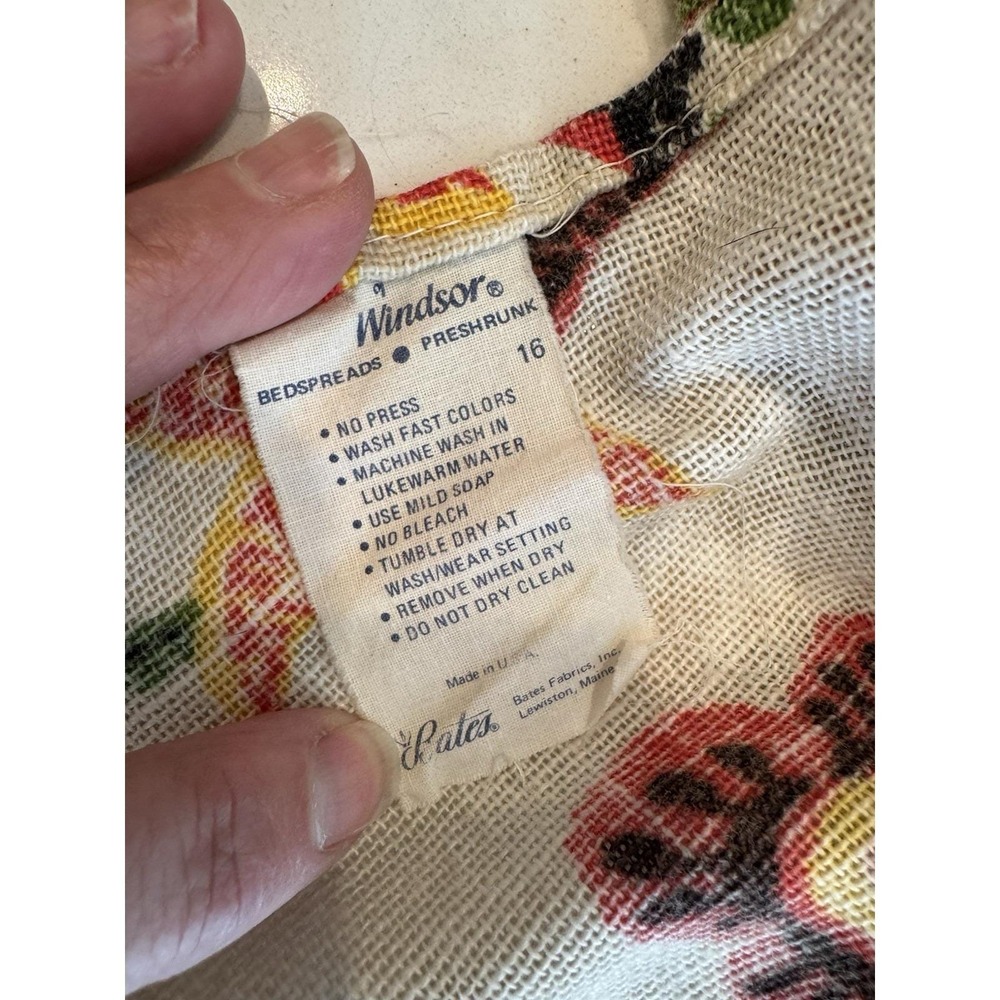 VTG Queen Bedspread Flower‎ Power Paisley Floral Bed Cover 106x90" Linen Texture - Picture 8 of 9